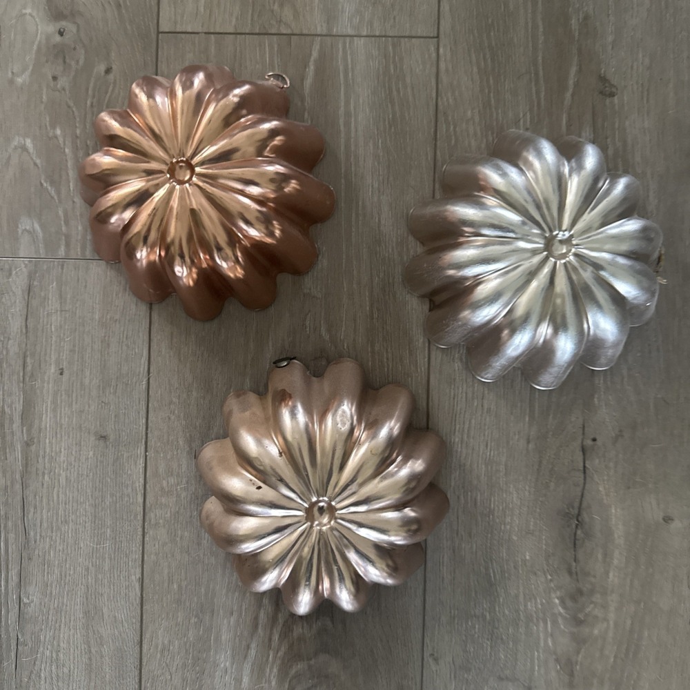 3 Copper Clad Toned 3 1/2 Cups Daisy Fluted Decorative Jello Mold or Pan